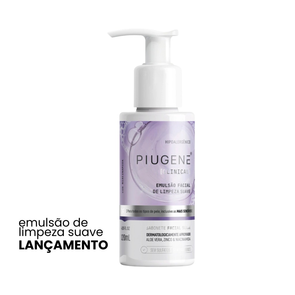 PIUGENE CLINICAL EMULSAO FACIAL DE LIMPEZA SUAVE - com Niacinamida e Aloe Vera - 120ml